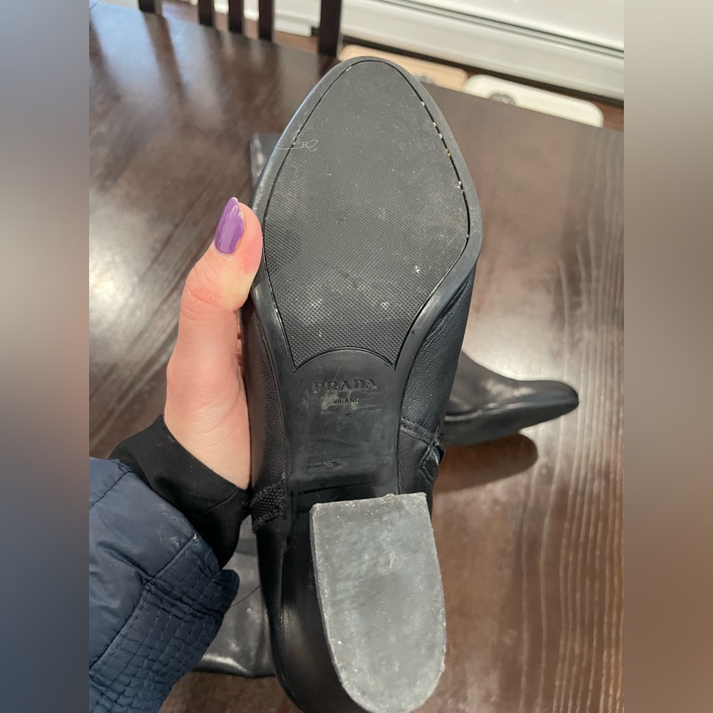 Prada Black Leather Heeled Ankle Boots - Picture 10 of 13